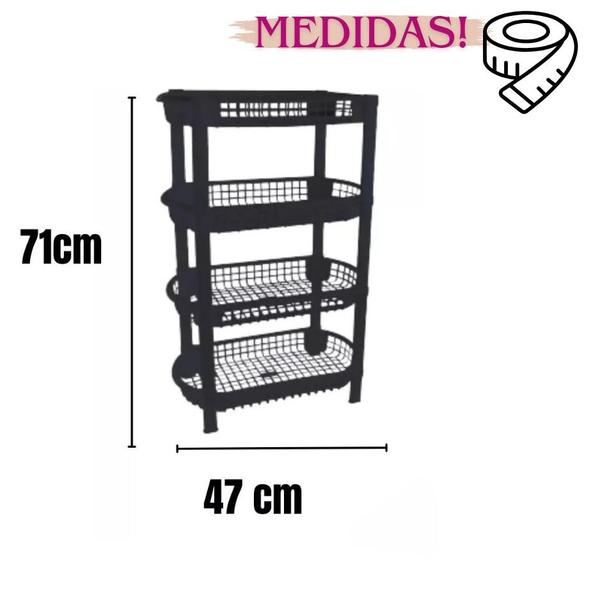 Imagem de Fruteira Vertical 4 Andares Preta - multisuo cozinha, banheiro