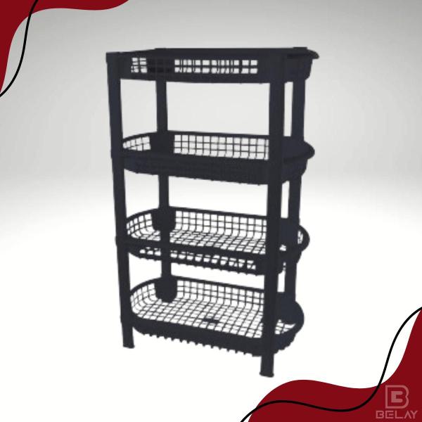 Fruteira Vertical 4 Andares Preta Organizador Frutas Produtos de Beleza Cosméticos Limpeza Salão Banheiro Cozinha - São Bernardo Imagem de Fruteira Vertical 4 Andares Preta Organizador Frutas Produtos de Beleza Cosméticos Limpeza Salão Banheiro Cozinha