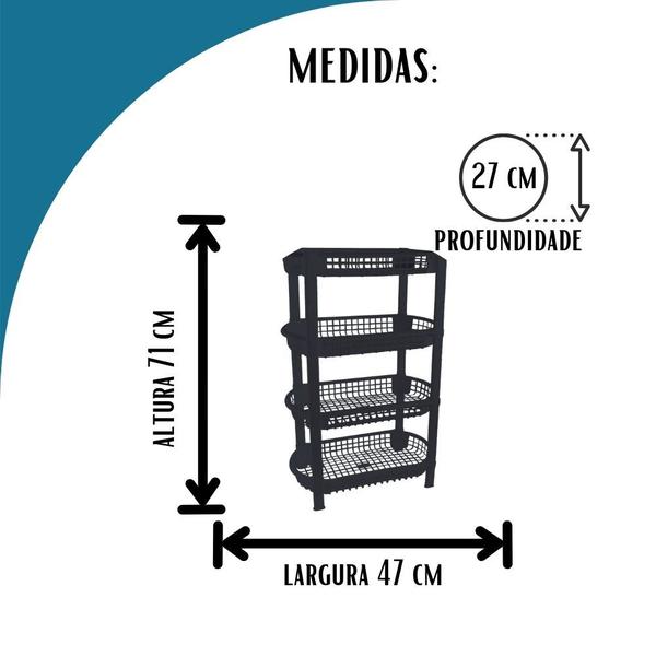 Imagem de Fruteira Vertical 4 Andares Preta