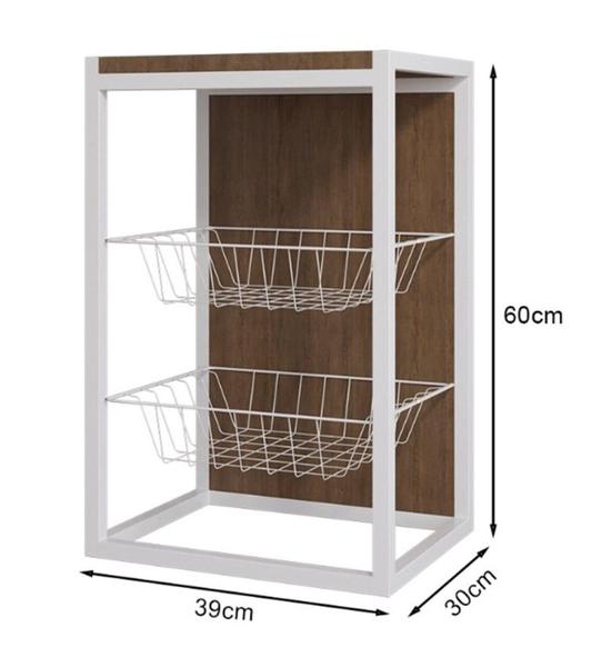 Imagem de Fruteira Vertical de Parede Branco com Imbuia