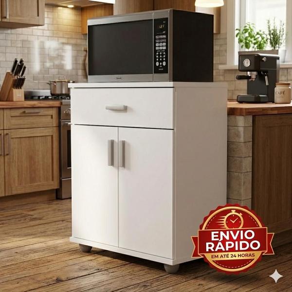 FULL Armário Balcão Suporte Microondas Cozinha Branco Mell ENVIA SOMENTE 01 UN - DULLAR MÓVEIS