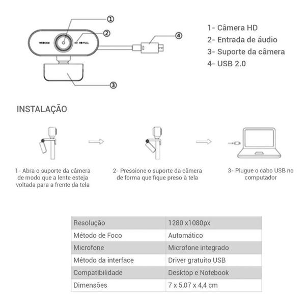 Imagem de Full Hd 1080P Webcam Microfone Visão 360º Alta Resolução