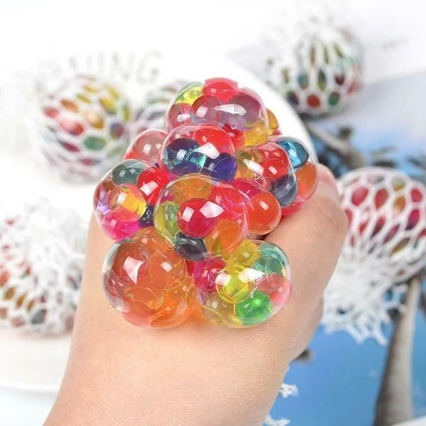 Imagem de Fun Squishy Stress Ball Mesh Orbeez Splash Apertar Espremer Bola Bolinha Anti Stress Rainbow