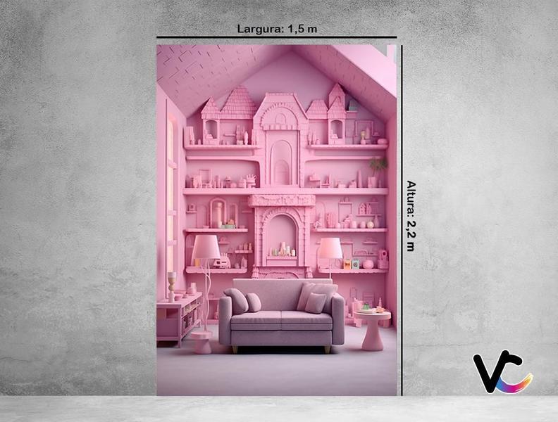Fundo Fotográfico 1,50 X 2,20 - Sala de Princesa Rosa 035 - Via Cores Imagem de Fundo Fotográfico 1,50 X 2,20 - Sala de Princesa Rosa 035