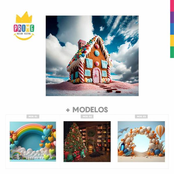 Fundo Fotográfico Cenário Candy Tecido 2,20M X 1,50M F22 - Prime Decor Festas Imagem de Fundo Fotográfico Cenário Candy Tecido 2,20M X 1,50M F22