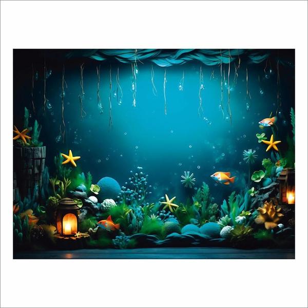 Fundo Fotográfico Cenário Fundo Do Mar Sereia 2,20M X1,50M - Prime Decor Festas Imagem de Fundo Fotográfico Cenário Fundo Do Mar Sereia 2,20M X1,50M