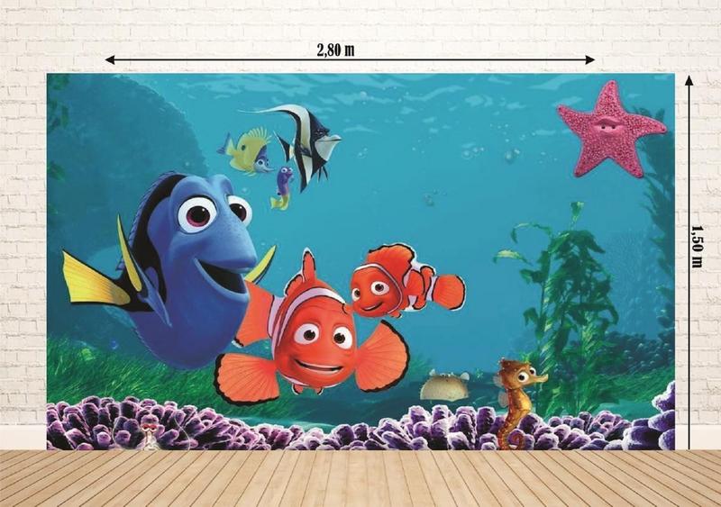 Imagem de Fundo Fotográfico Em Tecido Nemo Amigos 2,80X1,50