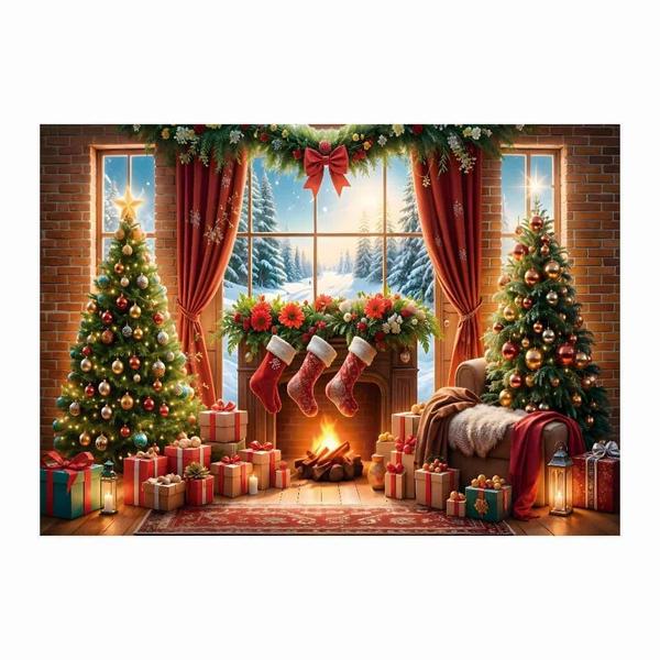 Fundo Fotográfico Natal Tecido 2,20M X 1,50M F1336 - Prime Decor Festas Imagem de Fundo Fotográfico Natal Tecido 2,20M X 1,50M F1336