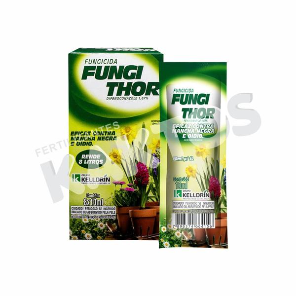 Fungithor Eficaz Contra Fungos, Mancha Negra E Oídio 8x10ml - Kelldrin Imagem de Fungithor Eficaz Contra Fungos, Mancha Negra E Oídio 8x10ml - Kelldrin