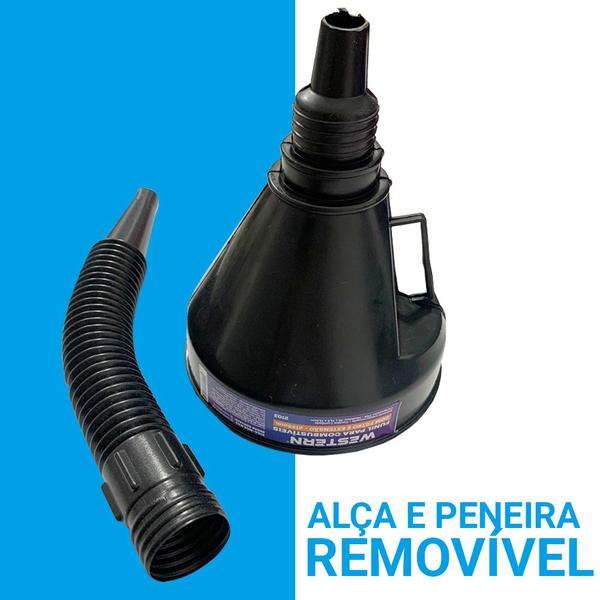 Imagem de Funil Com Mangueira Flexível 125mm Uso Geral 2 Pçs Gasolina