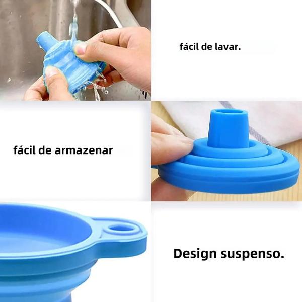 Imagem de Funil Dobrável de Silicone para Troca de Óleo - 2 Peças Portáteis