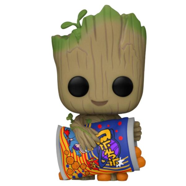 Imagem de Funko Pop Action Figure Colecionável Marvel Série I Am Groot de Guardiões da Galáxia - Groot com Cheese Puffs 1196