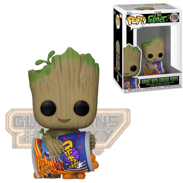 Imagem de Funko Pop Action Figure Colecionável Marvel Série I Am Groot de Guardiões da Galáxia - Groot com Cheese Puffs 1196