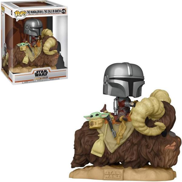 Imagem de Funko Pop Star Wars 416 Mandalorian on Bantha W/ Child Baby Yoda