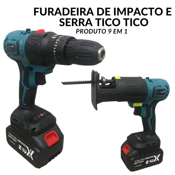 Imagem de Furadeira A Bateria Multifuncional 9 Em 1 Importway 21v