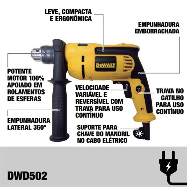 Imagem de Furadeira de Impacto 1/2 Pol (13mm) 710w 220v DWD502 DEWALT