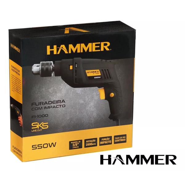 Imagem de Furadeira de Impacto 3/8 Pol 550W Hammer FI-1000 110V