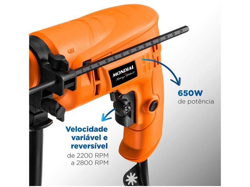 Imagem de Furadeira de Impacto Mondial 650W Velocidade