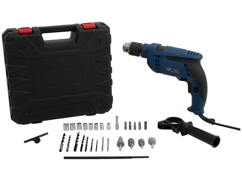 Furadeira de Impacto Nell 650W Velocidade Variável e Reversível 1/2” com Maleta 27 Peças M... Furadeira de Impacto Nell 650W Velocidade Variável e Reversível 1/2” com Maleta 27 Peças M...