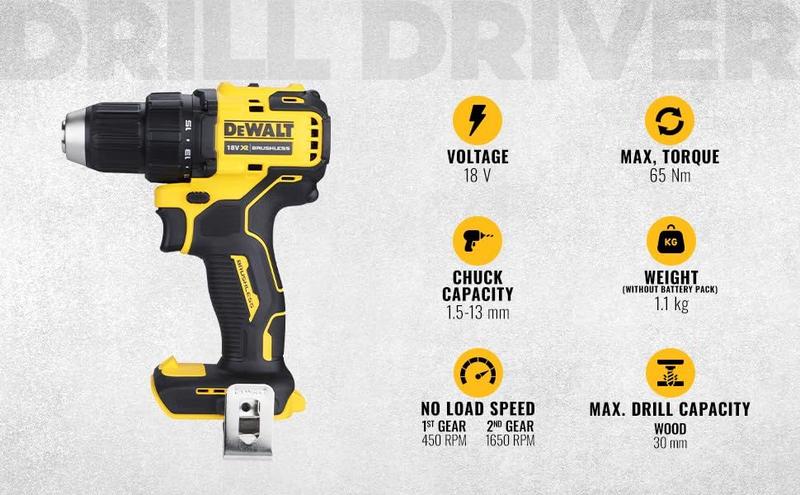 Imagem de Furadeira de martelo DEWALT DCD708N-XJ 18V XR Compact