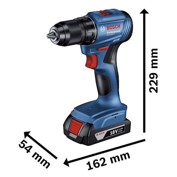 Imagem de Furadeira Parafusadeira Gigante 18V Bosch GSR185LI-2B Sem Fio, 2 baterias