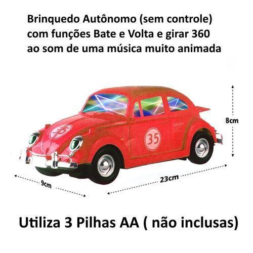 Imagem de Fusca de Brinquedo que Gira Bate e Volta e Toca Música Animada Vermelho