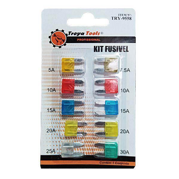 Fusivel Automotivo Pequeno Mini Lamina kit com 10 Peças - Troya Tools Imagem de Fusivel Automotivo Pequeno Mini Lamina kit com 10 Peças