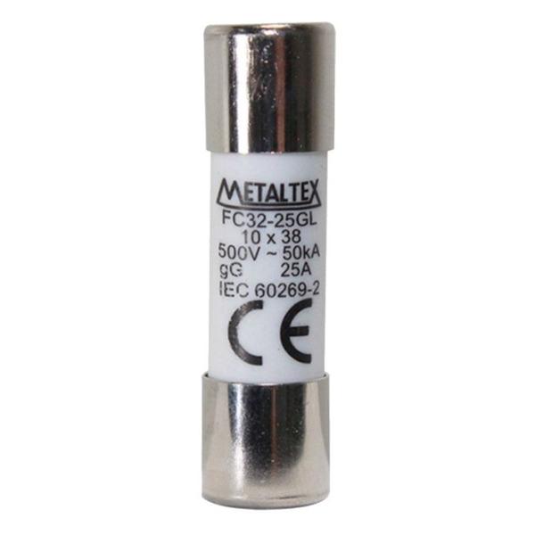 Fusivel Cartucho 10X38mm 25A 500V Metaltex Imagem de Fusivel Cartucho 10X38mm 25A 500V Metaltex