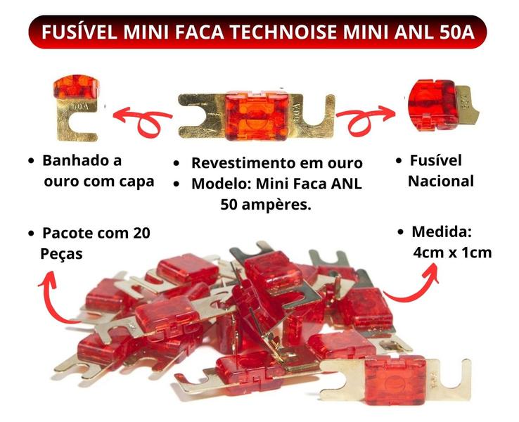 Imagem de Fusível Mini Faca Technoise Mini ANL 50A - Pacote Com 20 Peças