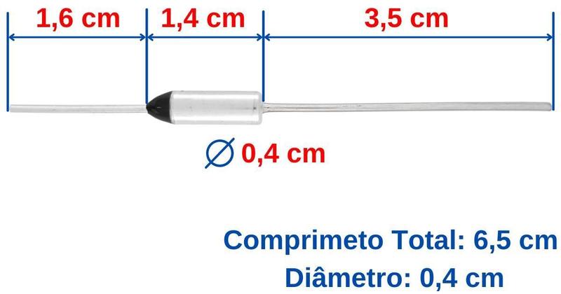 Imagem de Fusível Térmico 192C Graus 16A 250V 3 Pçs + 6 Terminais Luva