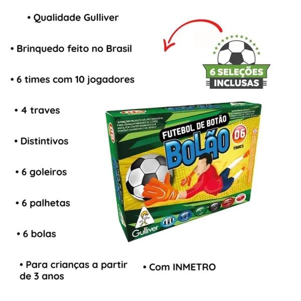 Imagem de Futebol Botão Com 6 Times Sortidos 0481 - Gulliver