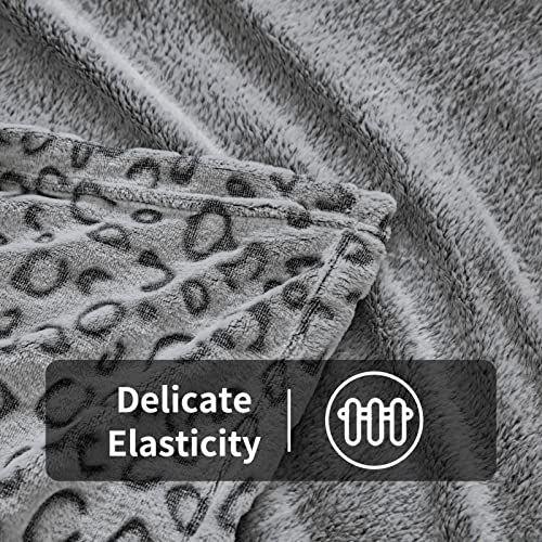 Imagem de Fy Fiber House Flannel Fleece Throw Blanket, Leve Aconchegante Pelúcia Microfiber Colchões para adultos,90"X108", Leopardo Cinza