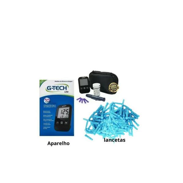 Imagem de G -tech  Kit de Glicemia Completo + 210 Lancetas + 10 tiras e caneta