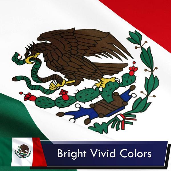 Imagem de G128 Bandeira mexicana do México  9,5 cm x 1,5 m  Série LiteWeave impressa em poliéster 100D  Bandeira do país, cores