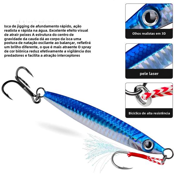 Imagem de Gabarito de Metal para Pesca Marítima - Isca Dura Biônica 10g-60g - Resistente e Durável