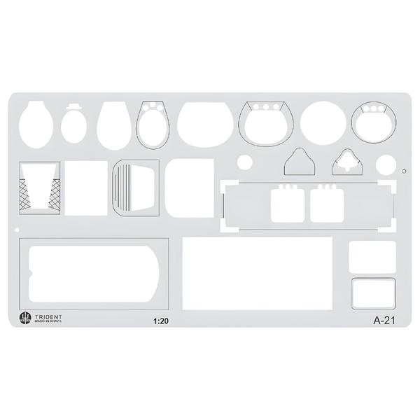 Imagem de Gabarito de Sanitários com Escala 23 X 13cm Mod A-21 Trident