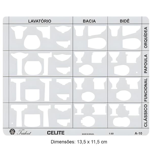 Imagem de Gabarito de Sanitários para Desenhos Trident Mod. A10