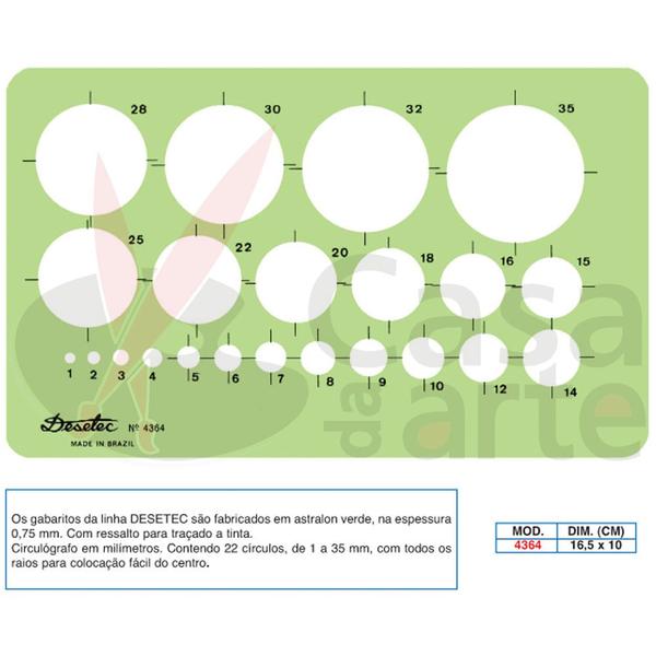 Imagem de Gabarito Desetec 4364-circulos M/m