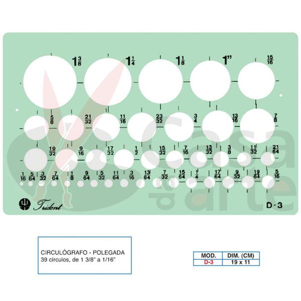 Imagem de Gabarito para Desenho de Circulografo Trident 19 x 11 cm - Ref. D-3