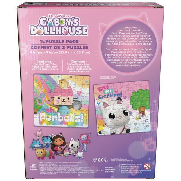 Imagem de Gabby's Dollhouse, 2-Puzzle Pack 48-Piece quebra-cabeças em tubos de armazenamento de personagens Gabby's Dollhouse Brinquedos Kids Puzzles, para pré-escolares com idade igual ou superior a 4 anos