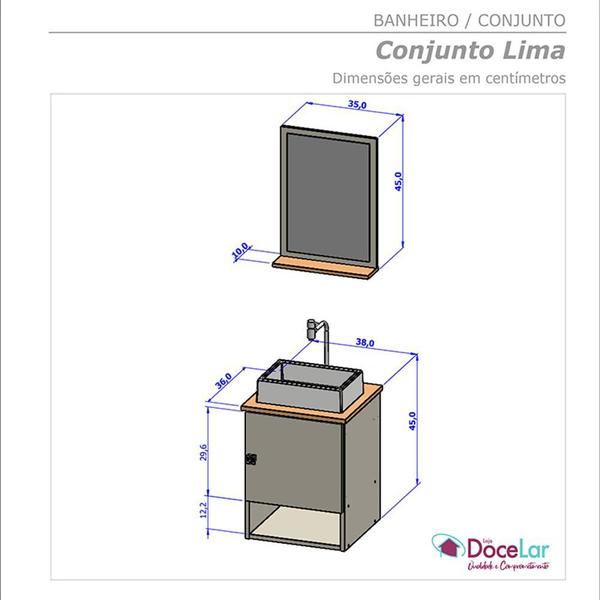 Imagem de Gabinete Arm Banheiro Lima 1 Porta com Cuba Tulipa Preta