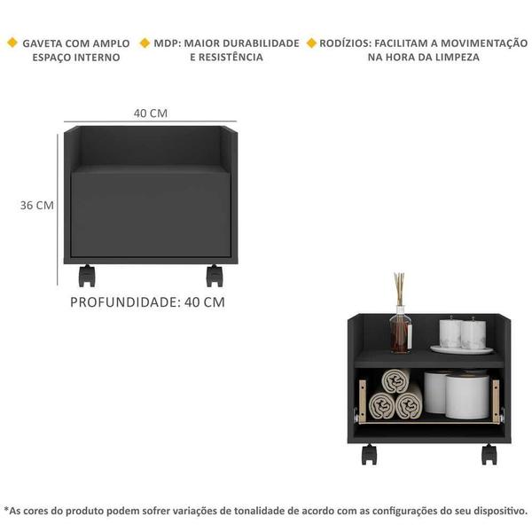 Imagem de Gabinete Armário Banheiro 40cm com Rodízios Multimóveis V5035