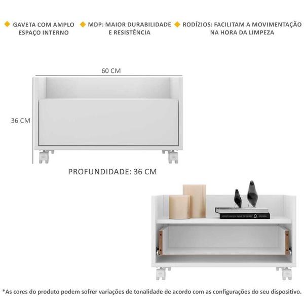 Imagem de Gabinete Armário Banheiro 60 cm c/ Rodízios Multimóveis Branco