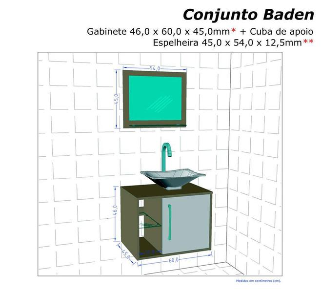 Imagem de Gabinete Armario Banheiro Baden Preto Nero Efeito Mármore