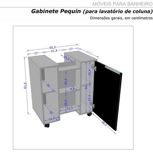 Imagem de Gabinete Armário Banheiro Pia de Coluna Pequin Branco Ripa