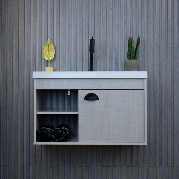 Gabinete Armario para Banheiro 100% MDF com Cuba - Monza 60cm - RIVERZZA Imagem de Gabinete Armario para Banheiro 100% MDF com Cuba - Monza 60cm