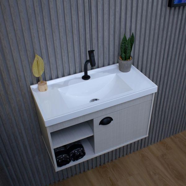 Gabinete Armario para Banheiro 100% MDF com Cuba - Monza 60cm - RIVERZZA Imagem de Gabinete Armario para Banheiro 100% MDF com Cuba - Monza 60cm