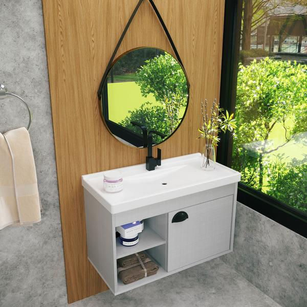 Gabinete Armario para Banheiro 100% MDF com Cuba - Monza 60cm - RIVERZZA Imagem de Gabinete Armario para Banheiro 100% MDF com Cuba - Monza 60cm
