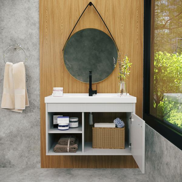 Gabinete Armario para Banheiro 100% MDF com Cuba - Monza 60cm - RIVERZZA Imagem de Gabinete Armario para Banheiro 100% MDF com Cuba - Monza 60cm