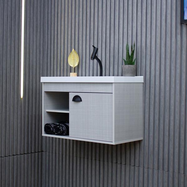 Gabinete Armario para Banheiro 100% MDF com Cuba - Monza 60cm - RIVERZZA Imagem de Gabinete Armario para Banheiro 100% MDF com Cuba - Monza 60cm